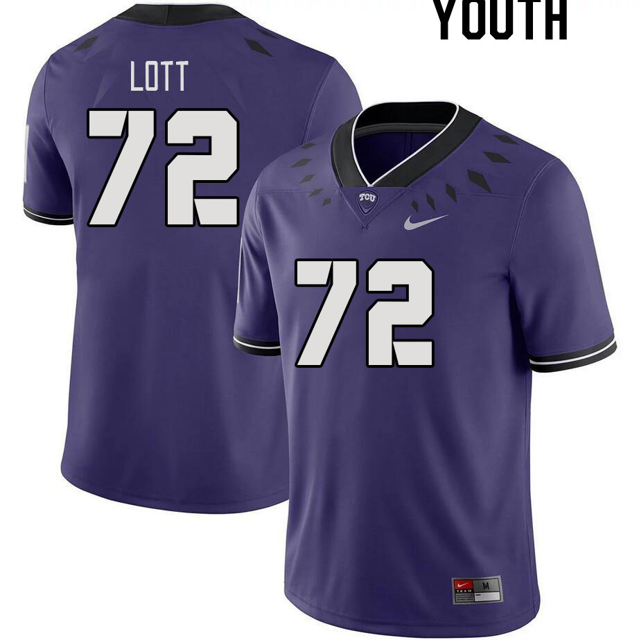 Youth #72 Jasper Lott TCU Horned Frogs 2023 College Footbal Jerseys Stitched-Purple